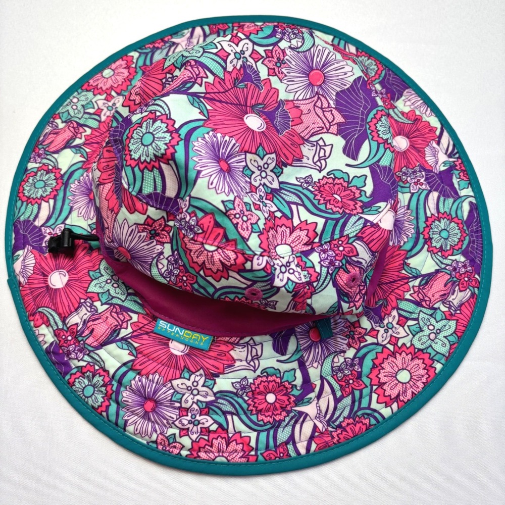 Sunday Afternoons 2 Kids Sun Hats Bundle Floral Blue Wide Brim M/L 2-12 Years